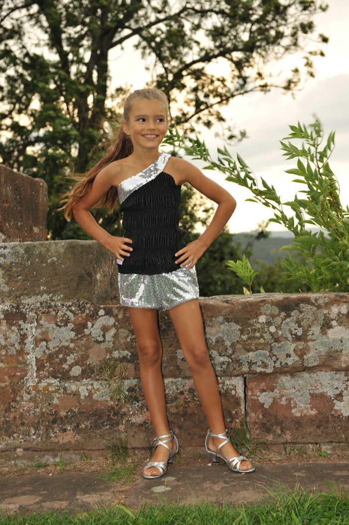 FifiStar - Top Sequins Argenté - Mode Enfant - Vêtement Enfant Fille Artisanal - Made in France