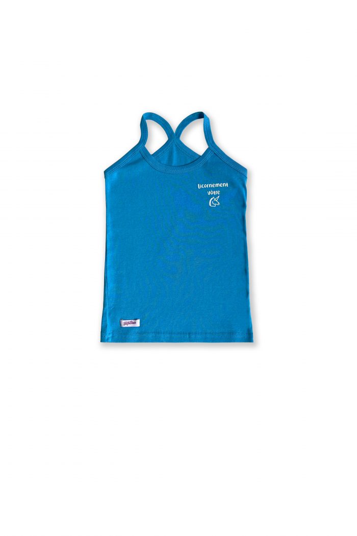 Debardeur-fille-bleu-Licornement-votre-dos-croise-recto