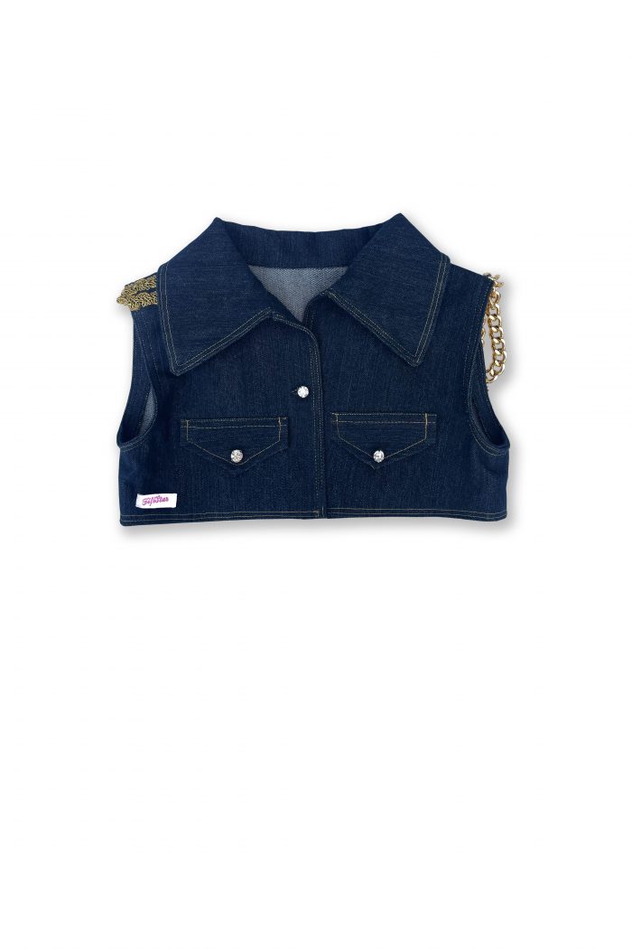 Mini-veste-jean-fille-details-dores-recto