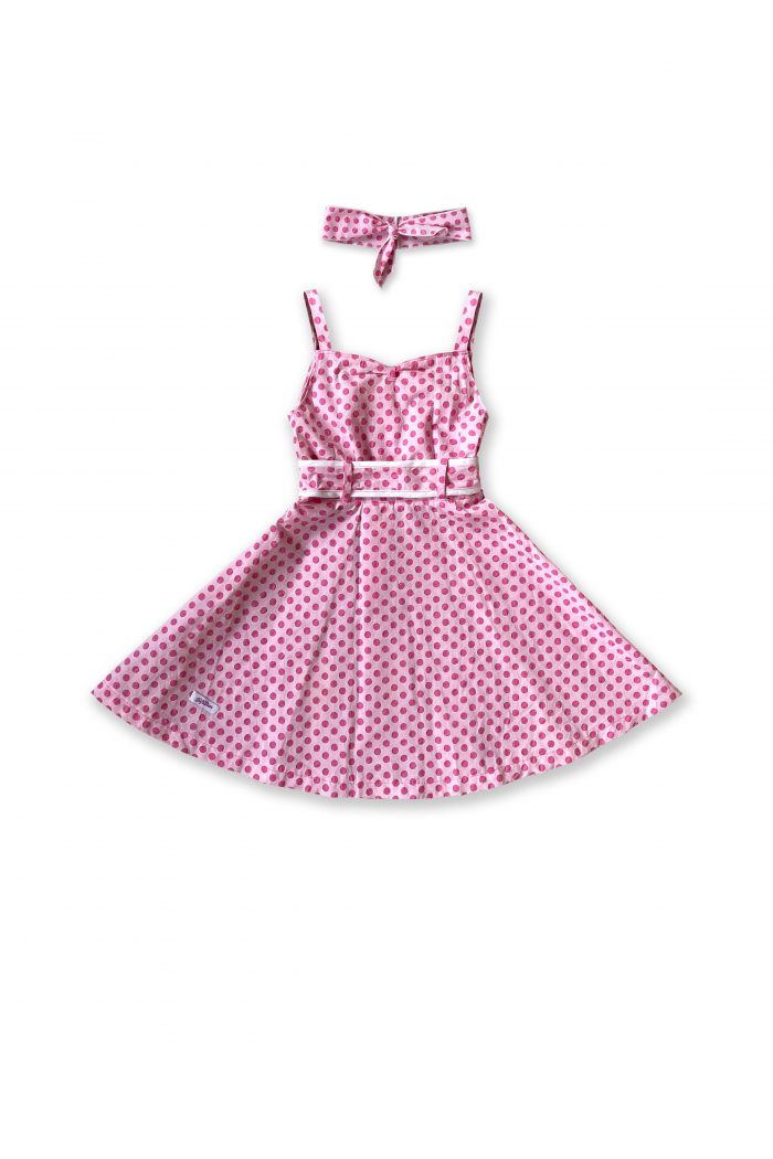 Robe-fille-rose-pois-Sixties-recto
