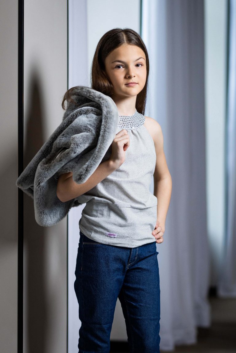 top-argente-scintillant-enfant-fille